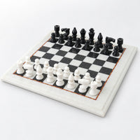 Handcrafted Black & White Marble Chess Set - 12" Board with Hand-Carved Pieces, Elegant Gift for Chess Lovers - complete set