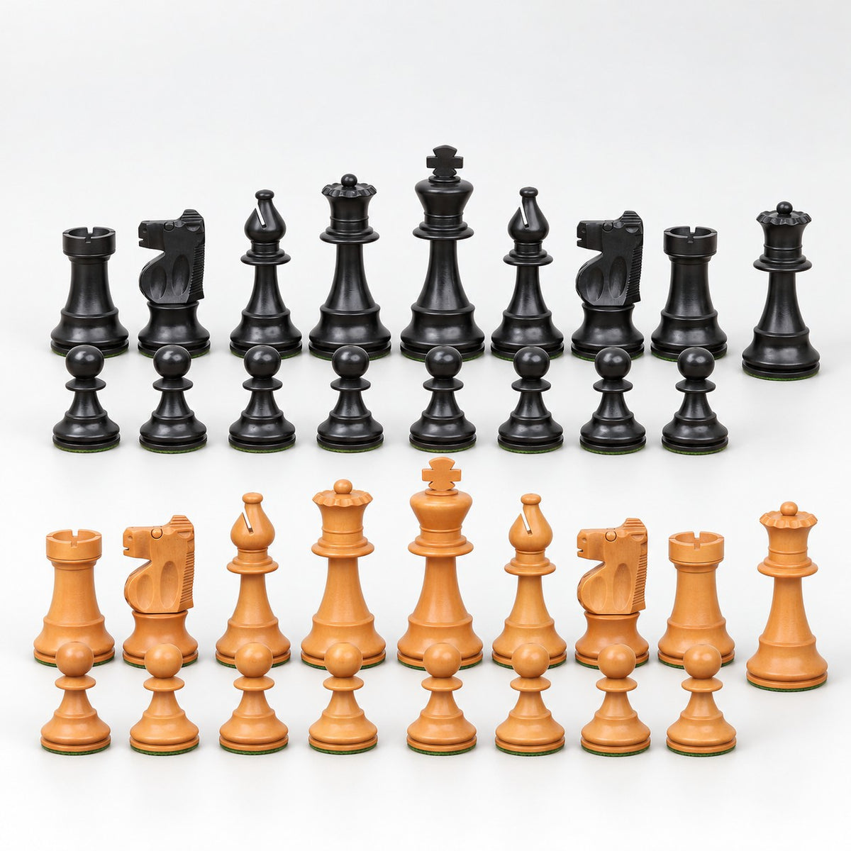 Improved French Lardy Chess Pieces - Antiqued Boxwood, 3.9-Inch King - Pieces Only - complete set