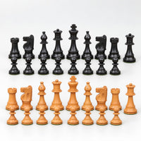 Improved French Lardy Chess Pieces - Antiqued Boxwood, 3.9-Inch King - Pieces Only - complete set