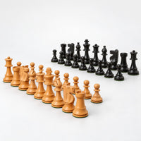 Improved French Lardy Chess Pieces - Antiqued Boxwood, 3.9-Inch King - Pieces Only - side view of the pieces