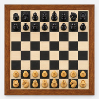 Luxury 4.1-Inch Stallion Staunton Ebony Wood Chess Set with 23-Inch Ebony & Maple Board and Storage Box - chessboard top view
