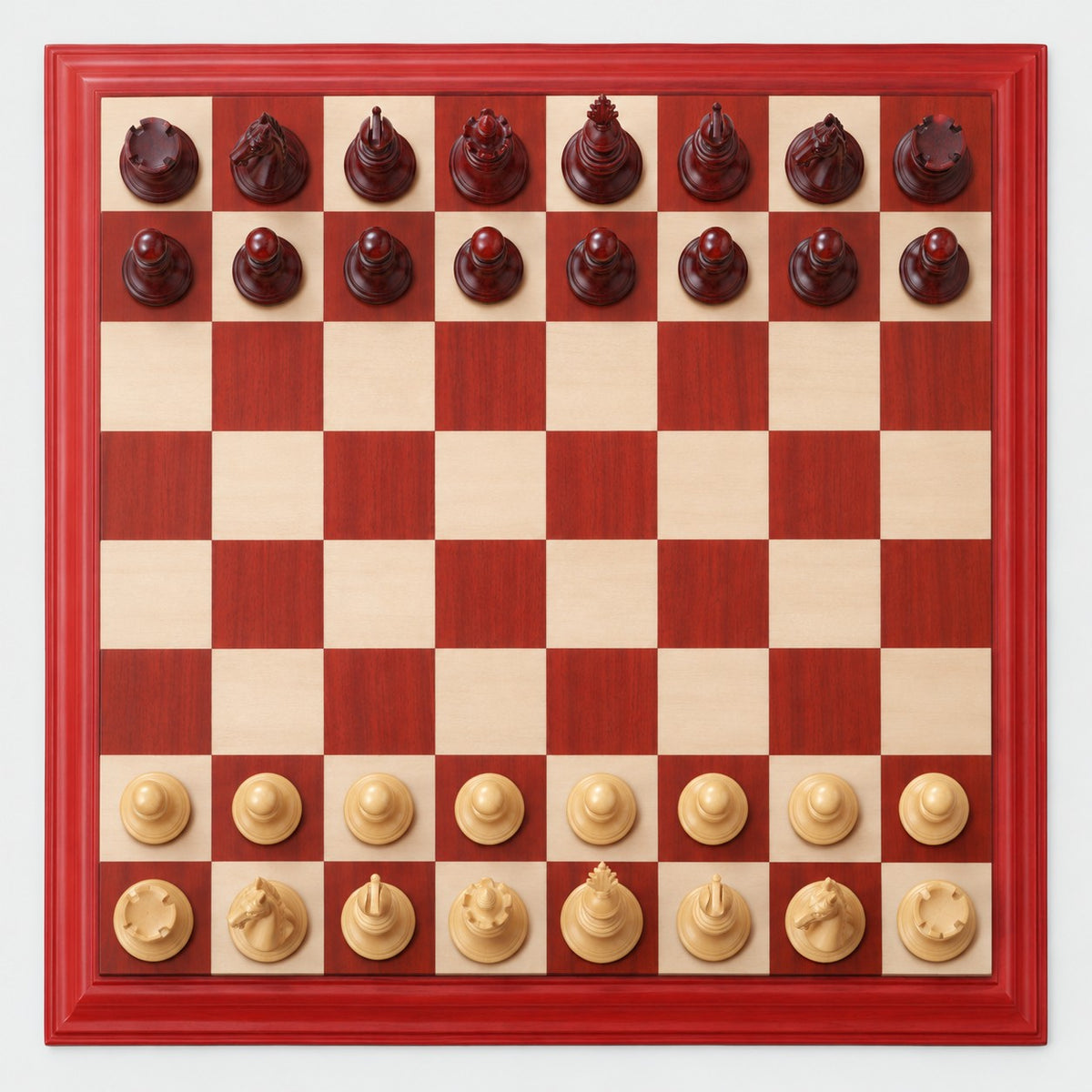 Luxury 4.3-Inch Aristocrat Series Staunton Chess Set - Bud Rosewood & Boxwood Pieces with Board and Storage Box - chessboard top view