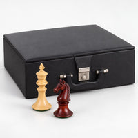 Luxury 4.3-Inch Aristocrat Series Staunton Chess Set - Bud Rosewood & Boxwood Pieces with Board and Storage Box - storage box