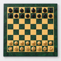 Luxury 4.6" Colombian Ebony Wood Chess Set with 22" Printed Board and Storage Box - chessboard top view