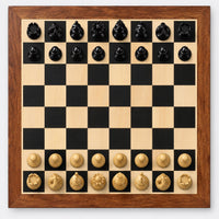 Luxury 4.6-Inch Colombian Staunton Chess Set in Ebony with 23-Inch Ebony & Maple Board and Storage Box - chessboard top view