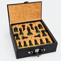 Luxury 4.6-Inch Colombian Staunton Chess Set in Ebony with 23-Inch Ebony & Maple Board and Storage Box - storage box