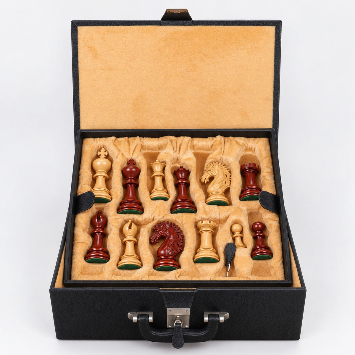 Luxury 4.6-Inch Mogul Staunton Bud Rosewood Chess Set with Chessboard and Storage Box - storage box
