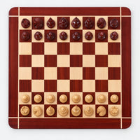 Luxury 4.6" Staunton Chess Set Combo with Bud Rosewood Pieces, Wooden Board & Storage Box - chessboard top view