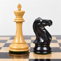 Luxury Staunton Chess Set with Ebony Wood Pieces, Board & Storage Box - king and knight close-up