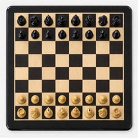 Luxury Staunton Chess Set with Ebony Wood Pieces, Board & Storage Box - chessboard top view