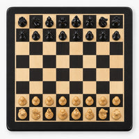 Premium Chamfered Base Staunton Chess Set - Ebony Wood Pieces with Board and Storage Box - chessboard top view