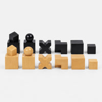 Reproduction 1923 Bauhaus Chess Set - Abstract Chess Pieces Only - Ebonized Boxwood - 2" King - pieces lineup