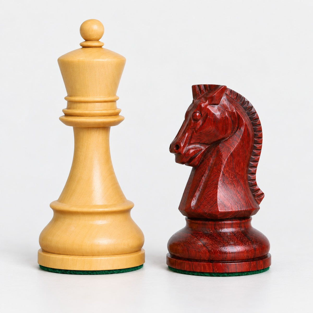 Vintage 1950s Fischer Dubrovnik Chess Pieces Only - Bud Rosewood & Boxwood - 3.8-Inch King - king and knight close-up
