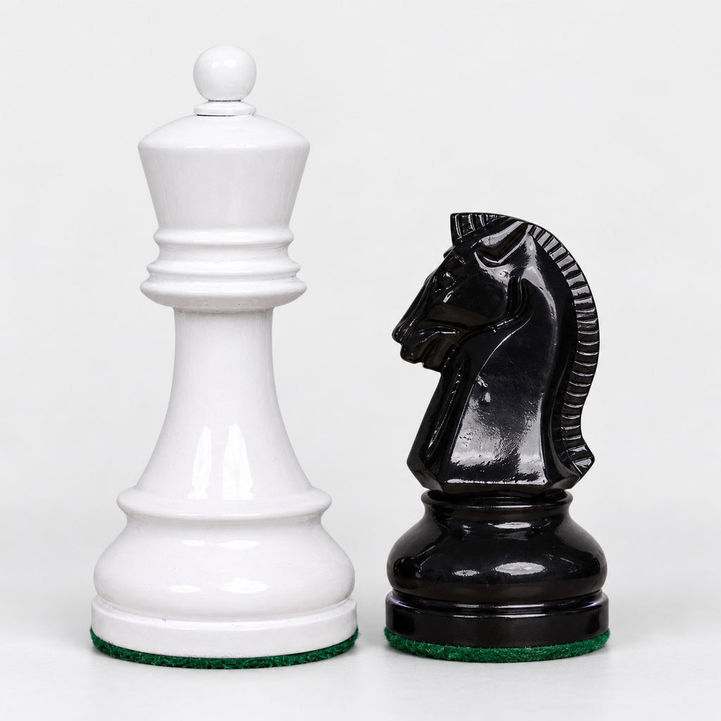 Vintage 1950s Fischer Dubrovnik Painted Chess Set - Chess Pieces Only, 3.8-Inch King - king and knight close-up