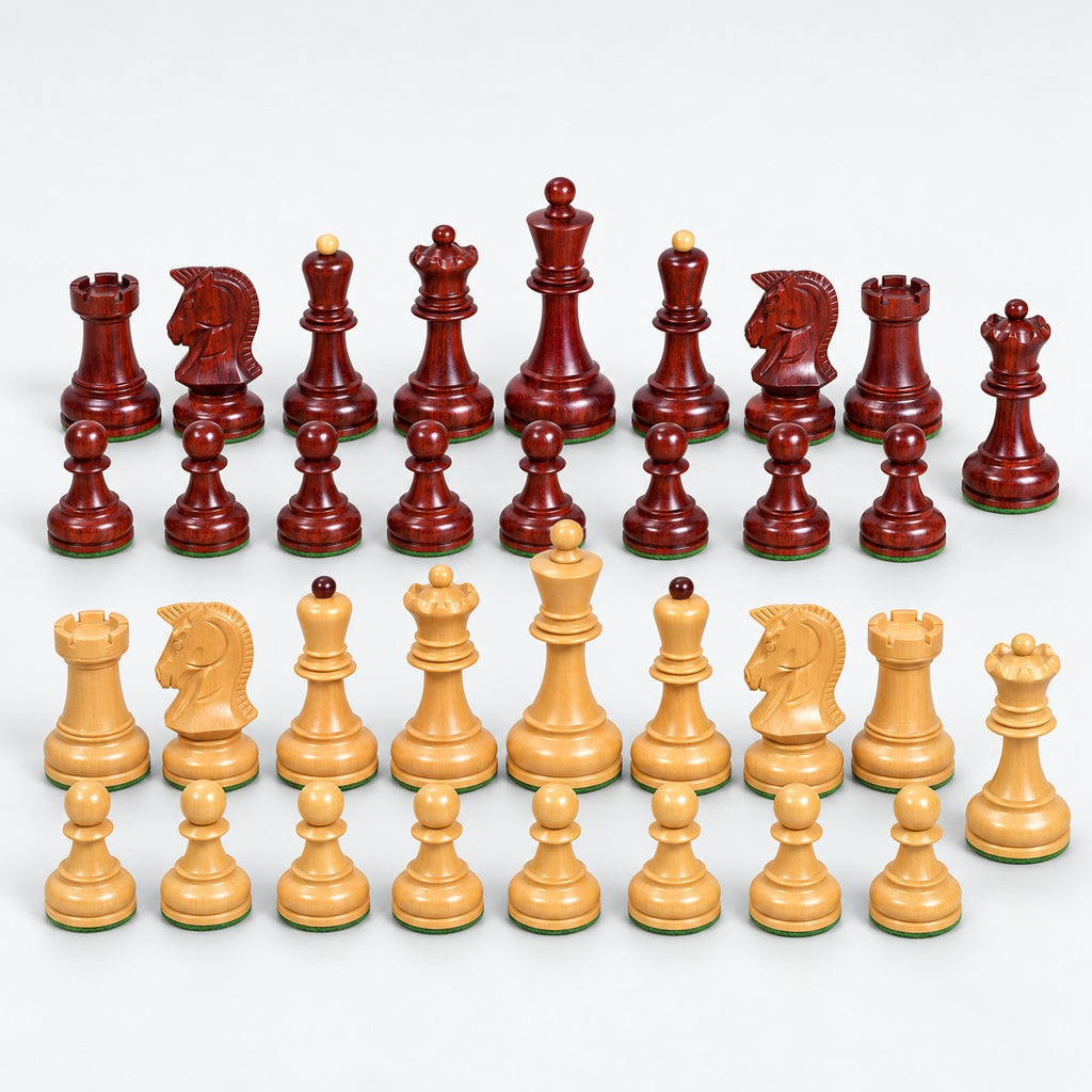 Vintage 1970s Dubrovnik Chess Pieces Only - Bud Rosewood & Boxwood, 3.8" King - complete set