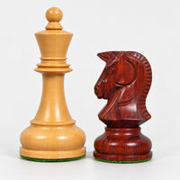 Vintage 1970s Dubrovnik Chess Pieces Only - Bud Rosewood & Boxwood, 3.8" King - king and knight close-up