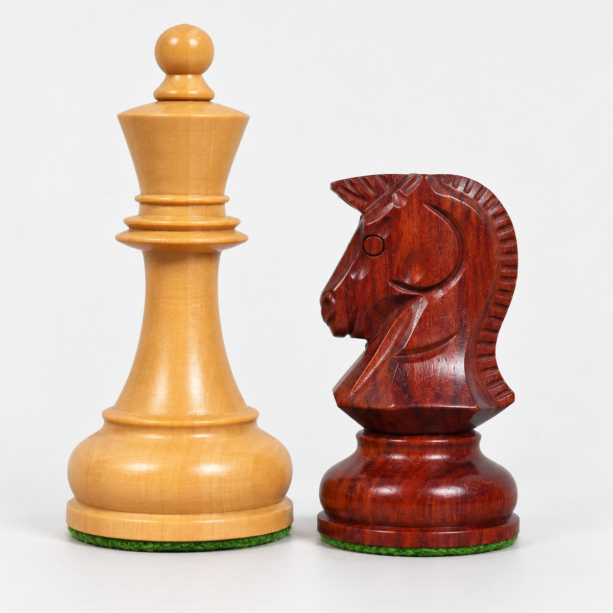 Vintage 1970s Dubrovnik Chess Pieces Only - Bud Rosewood & Boxwood, 3.8" King - king and knight close-up